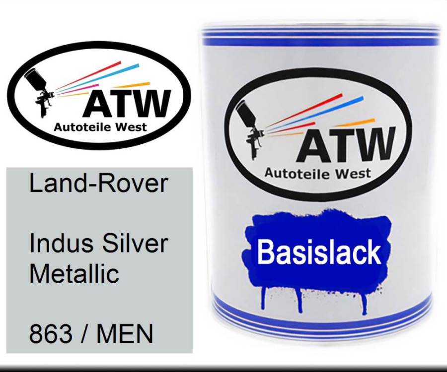 Land-Rover, Indus Silver Metallic, 863 / MEN: 1L Lackdose, von ATW Autoteile West.